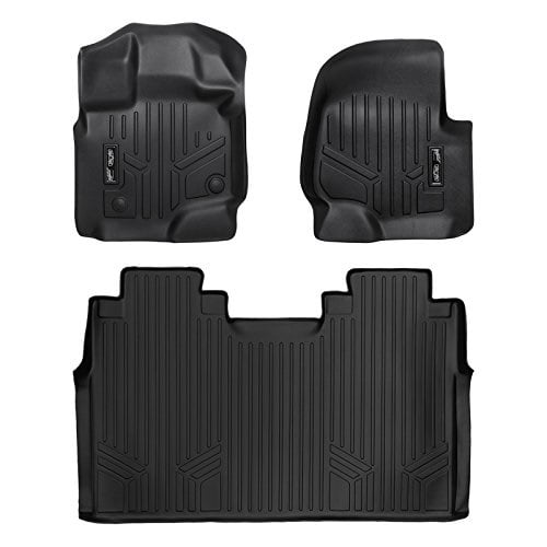 SMARTLINER Custom Fit Floor Mats 2 Row Liner Set Black for 2015-2019 Ford F-150 SuperCrew Cab with 1st Row Bench Seat 